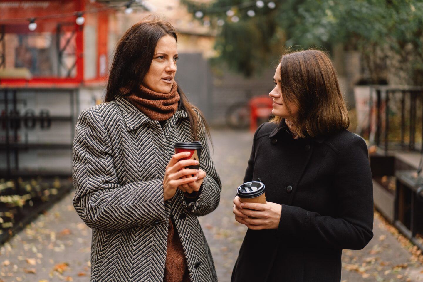 two women talking