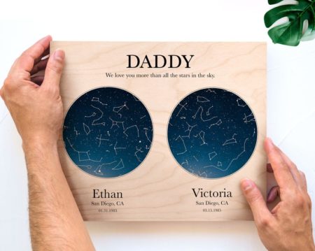 wood life prints wooden star map