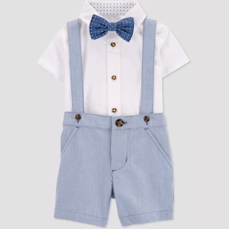 Carter's Just One You® Baby Boys' Striped Suspender Top & Shorts Set with Bow Tie