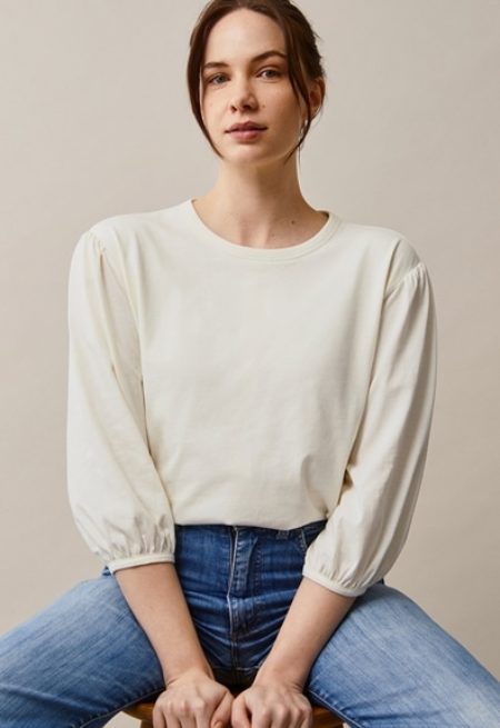 boob design nursing blouse with puff sleeves