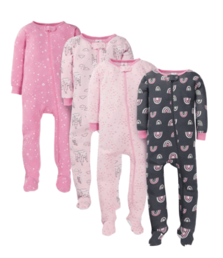 4-Pack Infant & Toddler Snug Fit Footed Cotton Pajamas