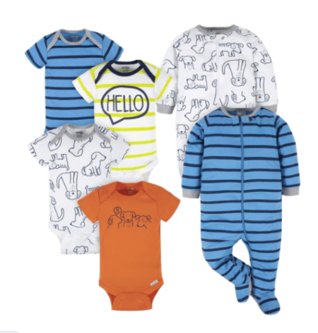 6-Piece Baby Boys Dog Onesies® Brand Bodysuits & Sleep 'n Plays Set