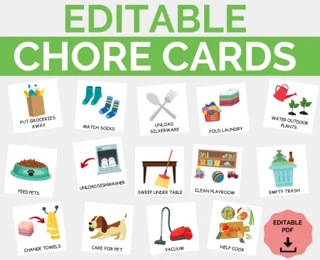 editable chore chart for kids