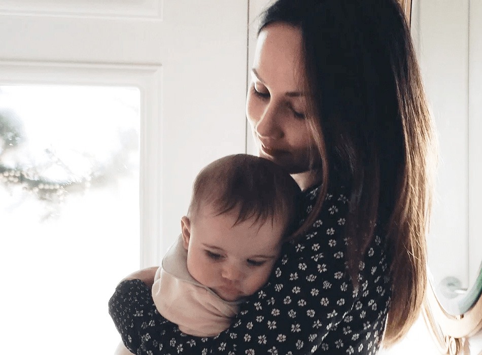 Mom holding baby