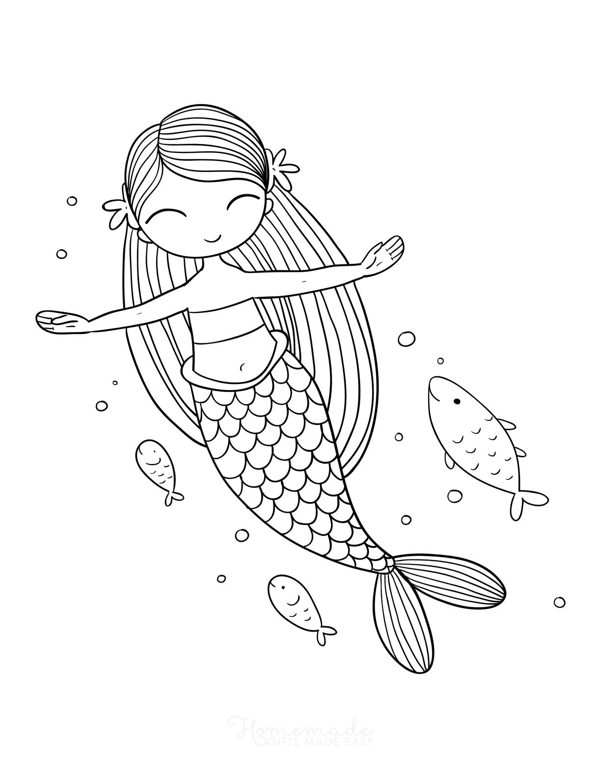 Mermaid Coloring Book, 25 Printable Beautiful Mermaid Coloring Pages For  Kids