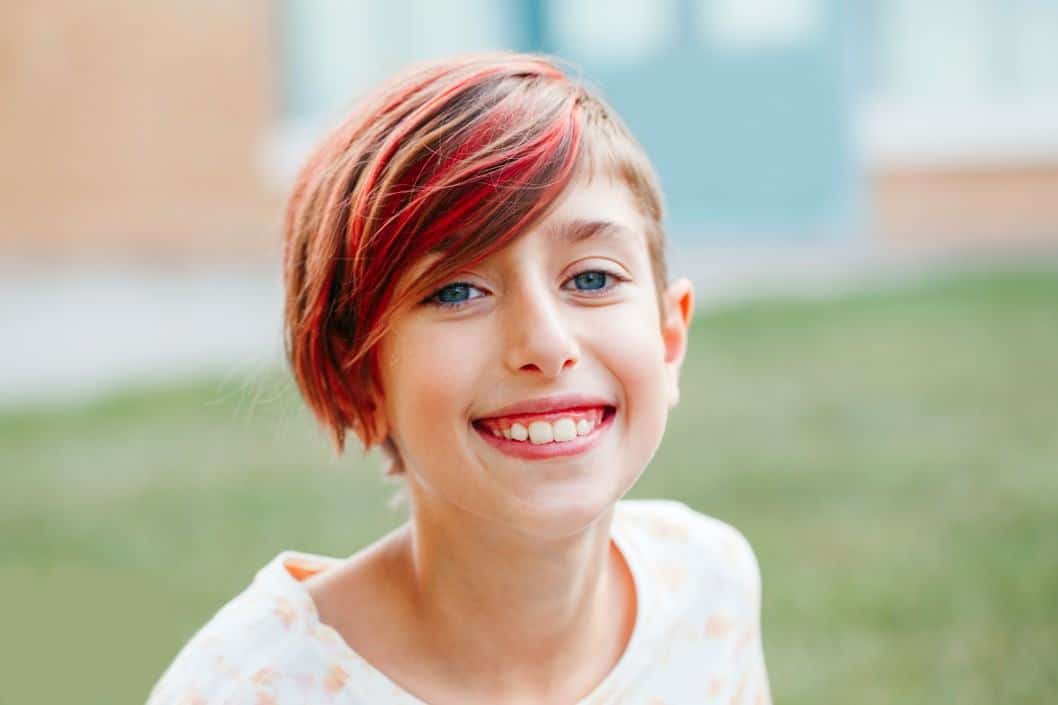 Hair color for kids girl smiling with temporary hair color