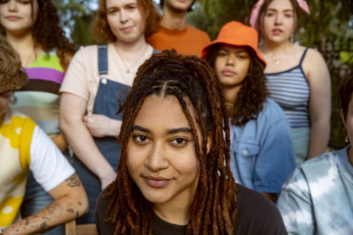 Groups of teens taking a selfie