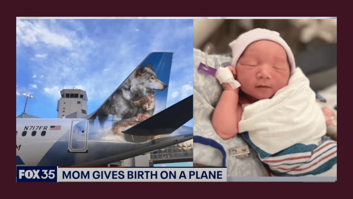 Mom gives birth on airplane—news screenshot