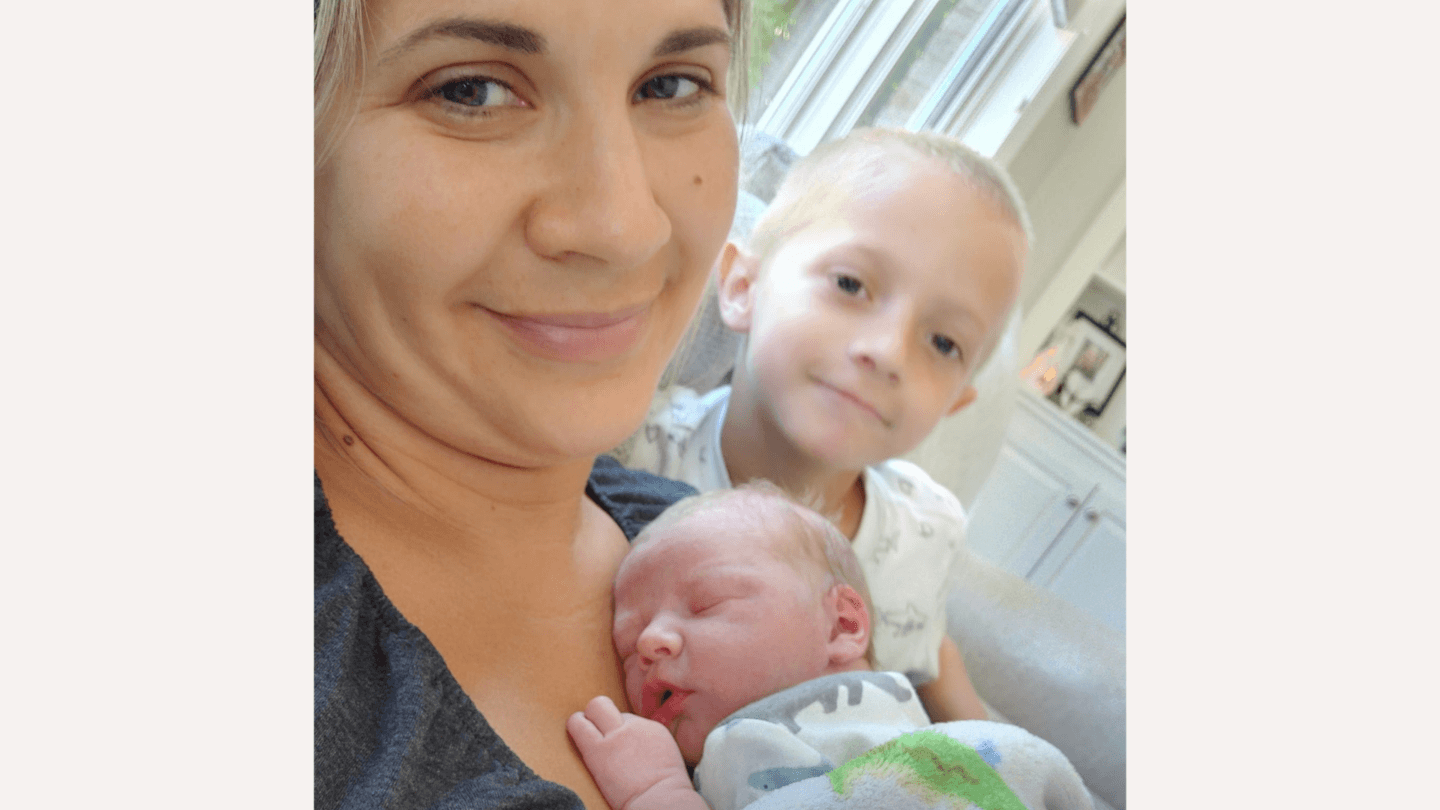 Mom delivers baby: Heather Skaats posing with baby