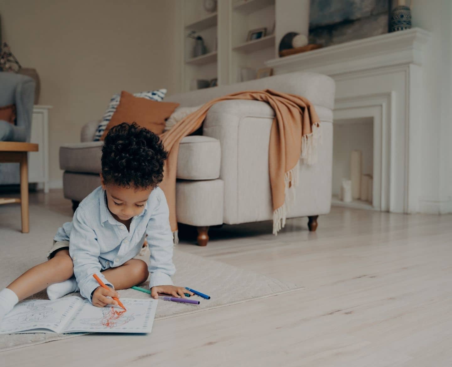 little boy coloring