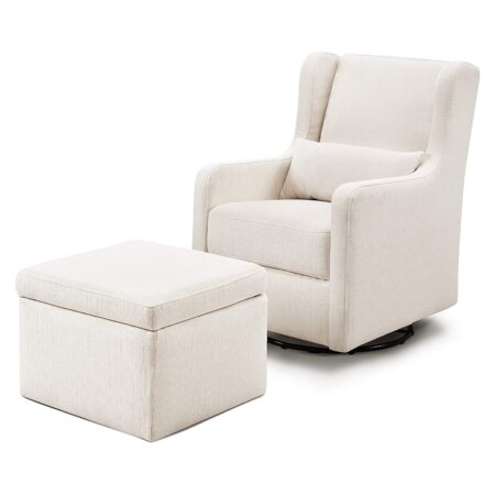 Carter's by DaVinci Adrian Swivel Glider with Storage Ottoman in Performance Cream Linen