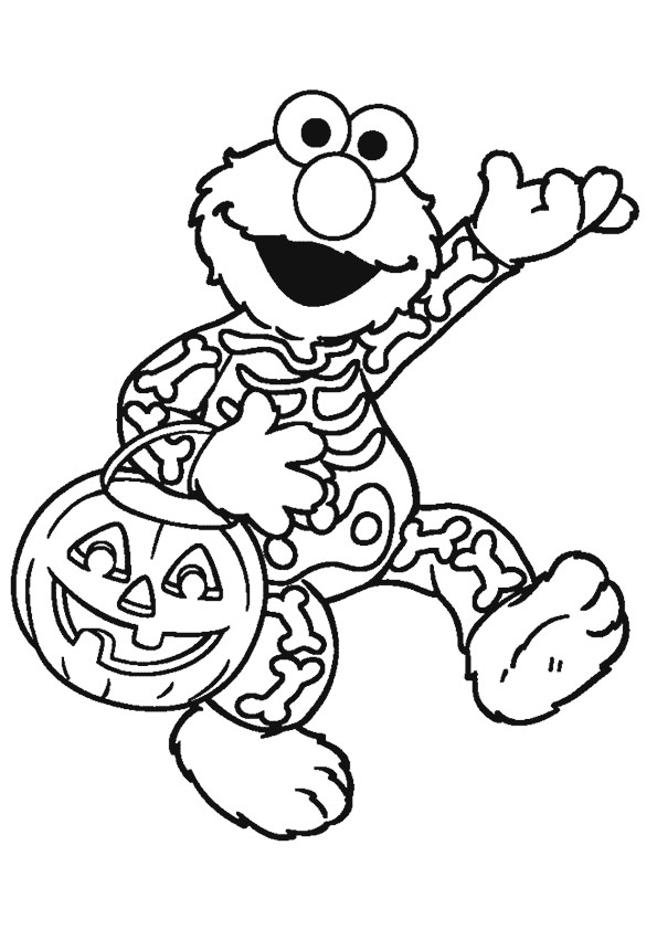 Elmo Dressed for Halloween Coloring Page Motherly