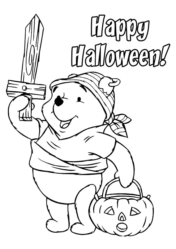 Happy Halloween Pooh Bear Coloring Page Motherly