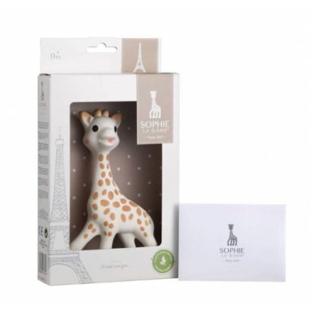 Sophie la Girafe Teether, a classic toy for 4-month-old baby development