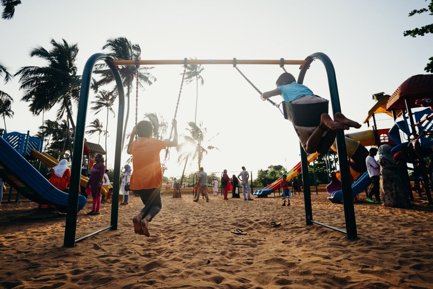 kids playing on a playground