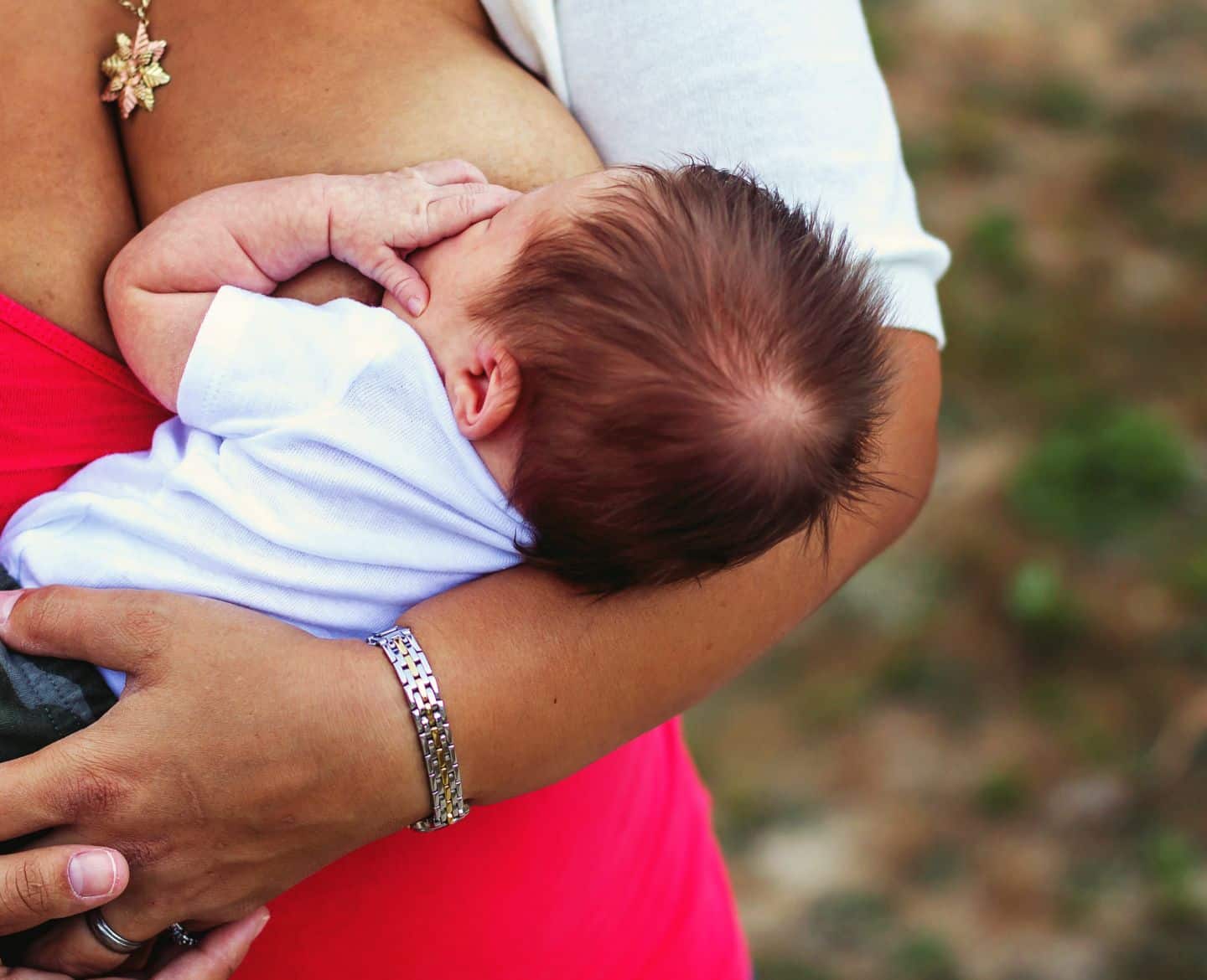 woman breastfeeding in public