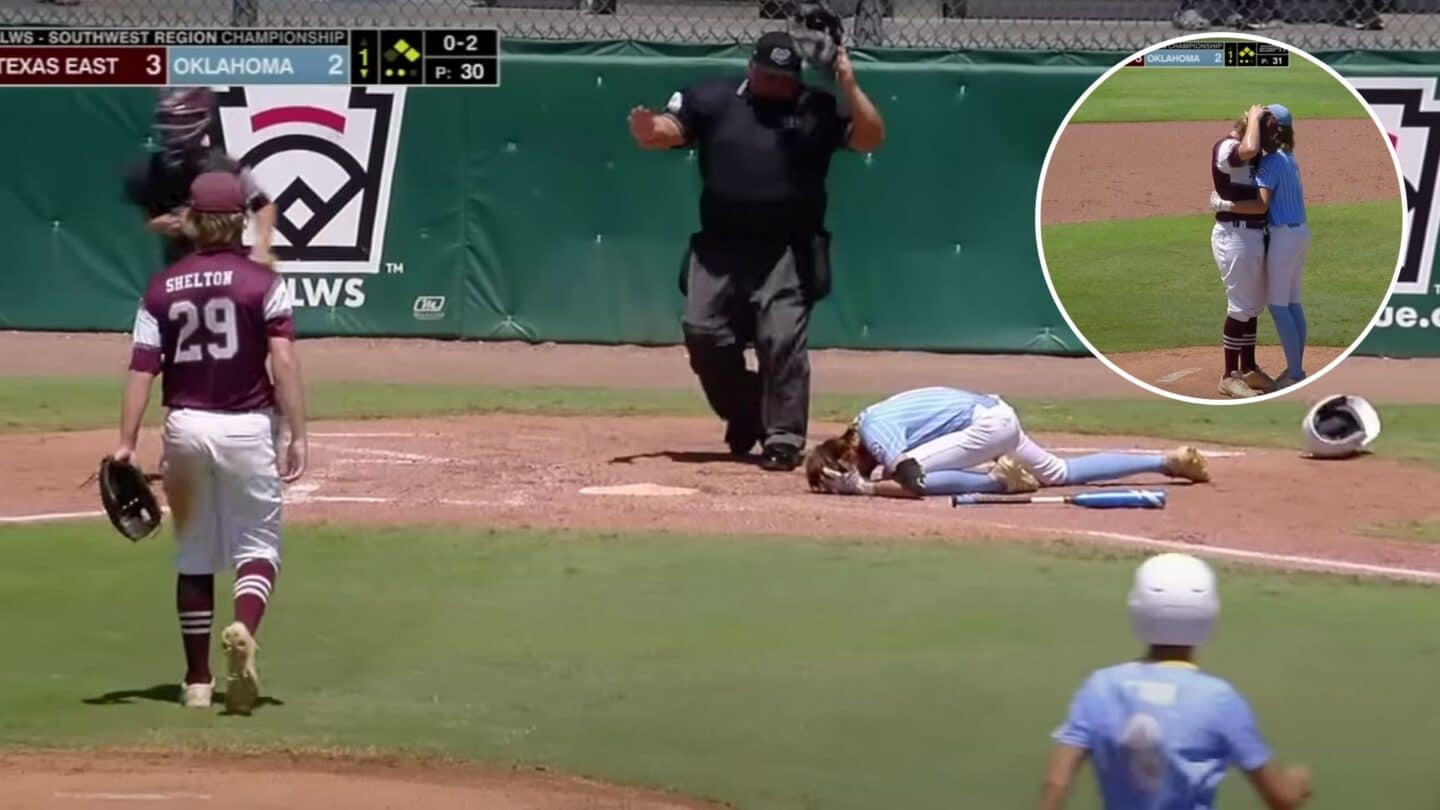 Little League batter hugs pitcher who hit him in head with ball