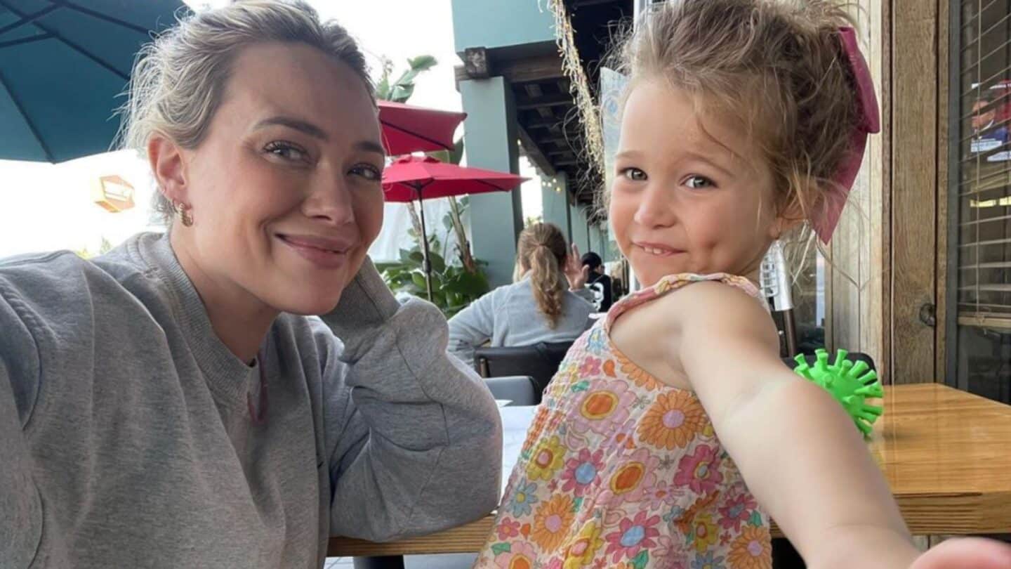 Hilary Duff poses with daughter Banks