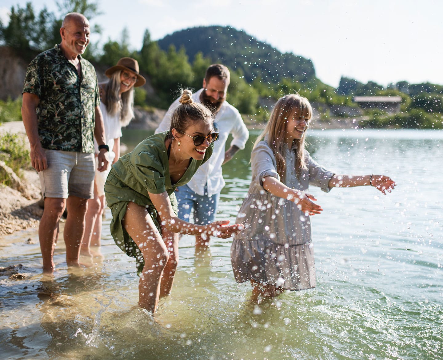 Family at a lake after gifting experiences instead of gifts