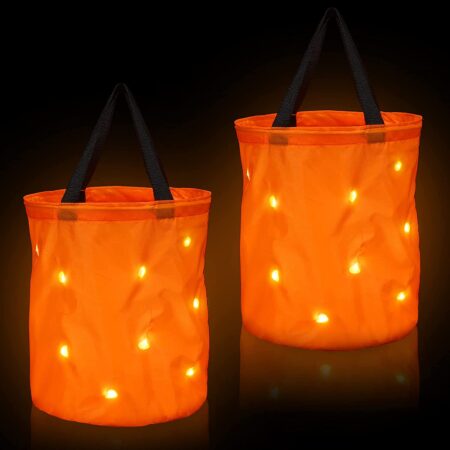 2 Pieces LED Light Halloween Candy Bags Light Up Halloween Party Bags Trick or Treat Bags