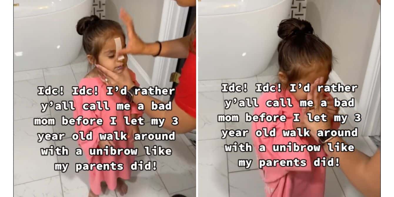 Mom waxes daughter's unibrow on TikTok