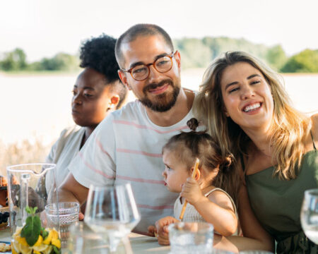 family eating together at thanksgiving