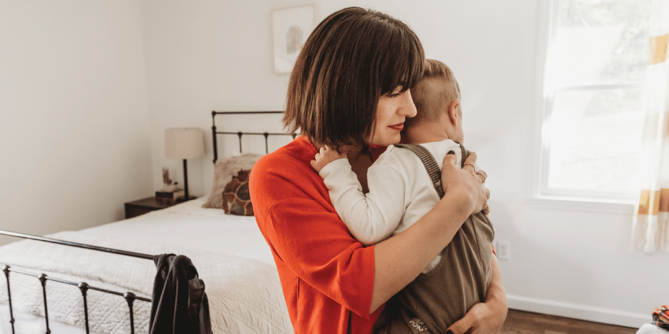 mom hugging a little boy -how to explain a miscarriage to a child