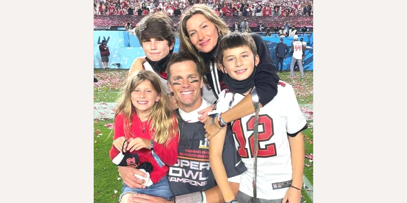 Tom Brady after winning the Super Bowl with his family