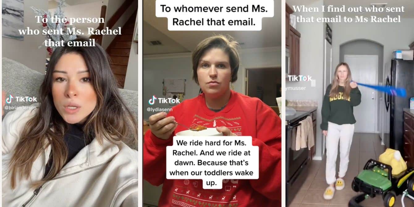 Moms showing support for Ms. Rachel on TikTok