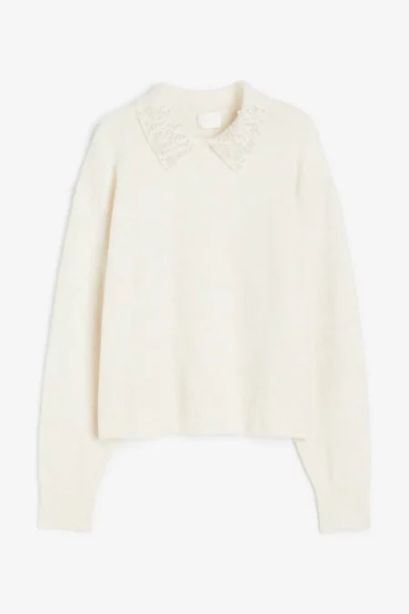 H&M Beaded Collar Sweater