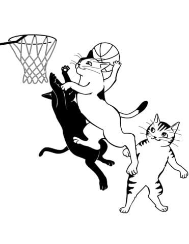 cats playing basketball coloring page Motherly