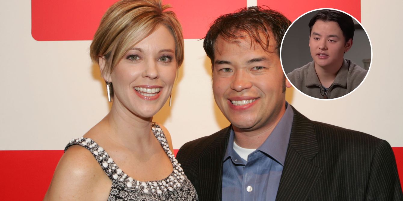 Kate and Jon Gosselin on TLC red carpet, Colin Gosselin inset