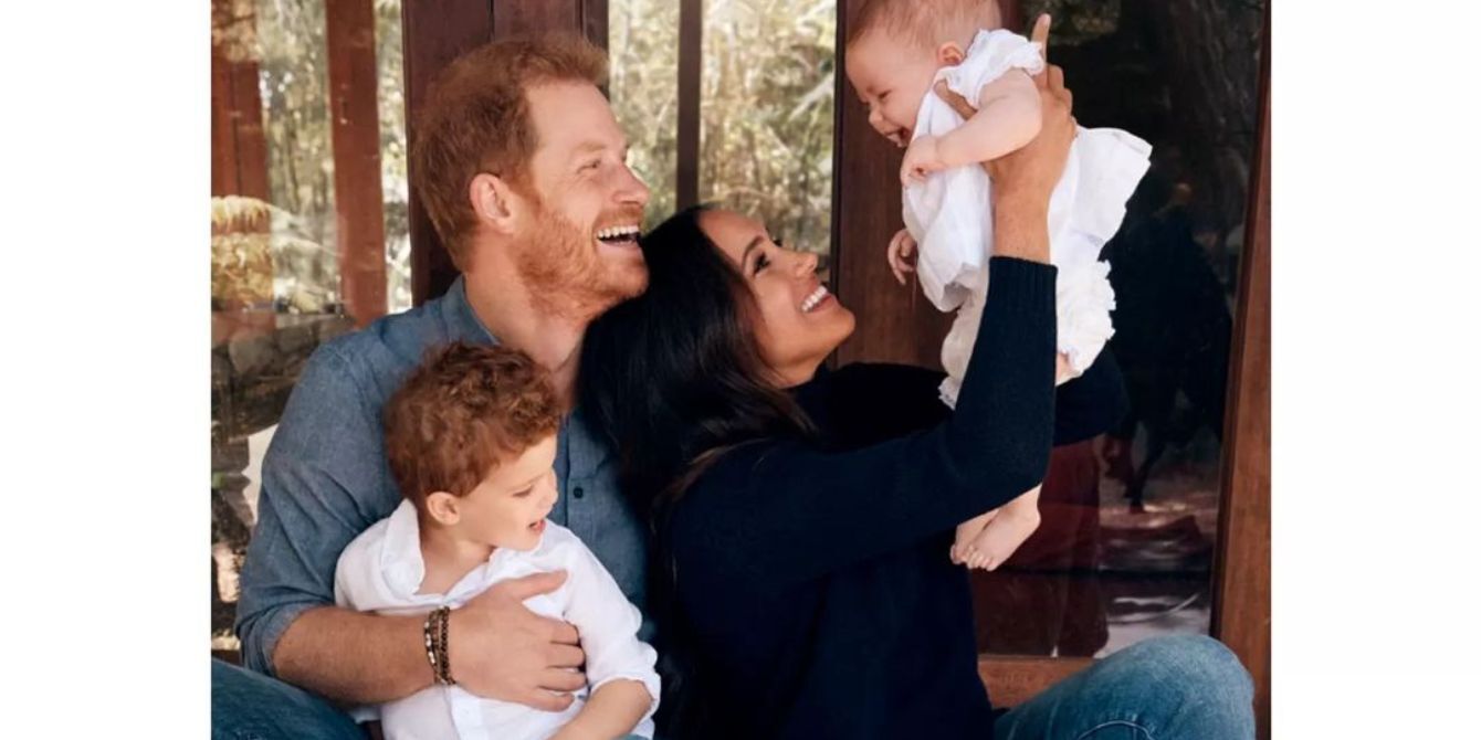 Meghan markle and prince harry with archie and lilibet