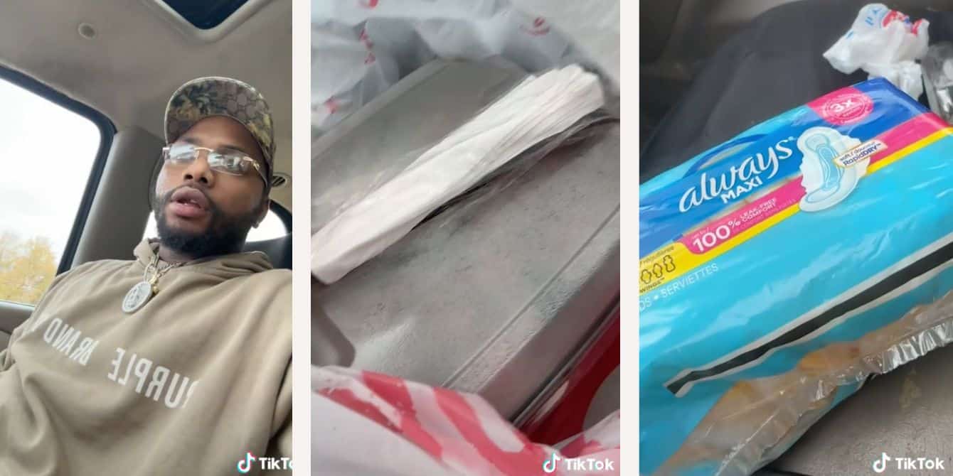 tiktok collage-viral tiktok dad buys maxi pads