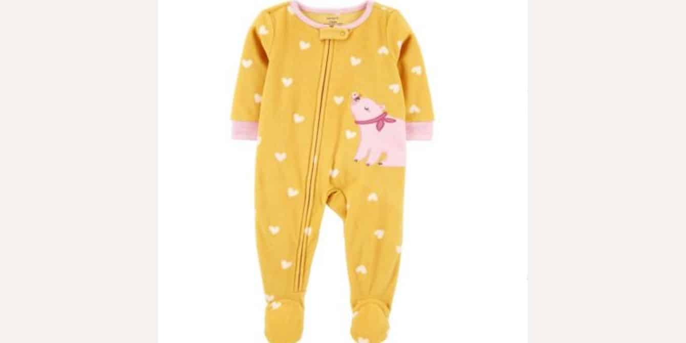 yellow carter's baby pajamas onesie- carter's recall