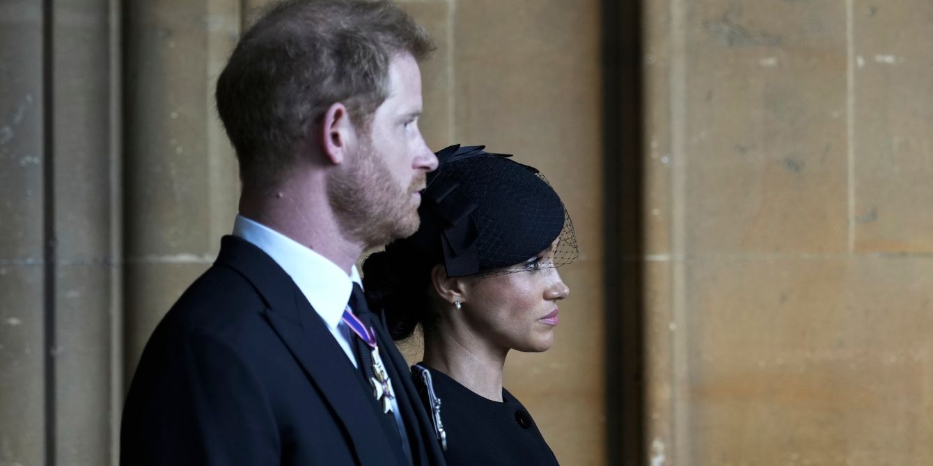 Prince Harry and Meghan Markle at Queen Elizabeth's funeral