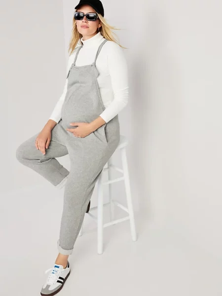 Old Navy Maternity Knotted Strap Fleece Overalls