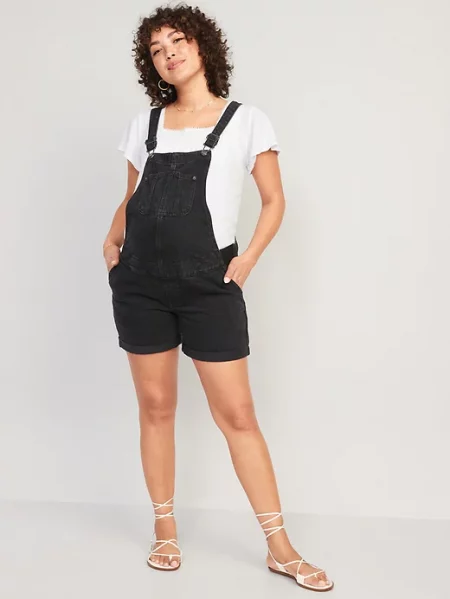 Old Navy black maternity overall shorts