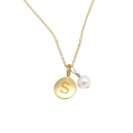 Tangerine Jewelry Shop Initial and Pearl Charm Necklace