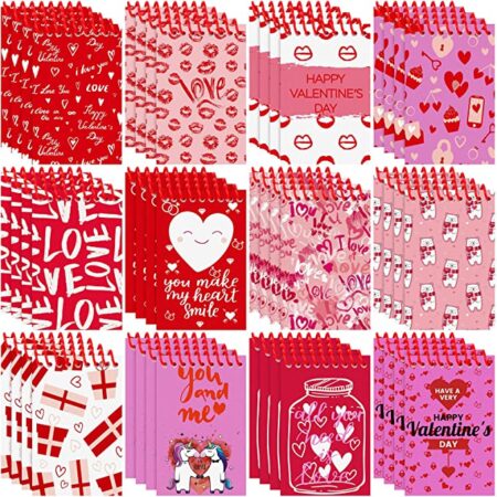 JOYIN 26 Pack Valentine Party Favors Set, DIY Goody Bags with 156 Pcs Valentine Themed Toys Include Pencil, Ruler,Eraser,Sticker, Notebook for Kids