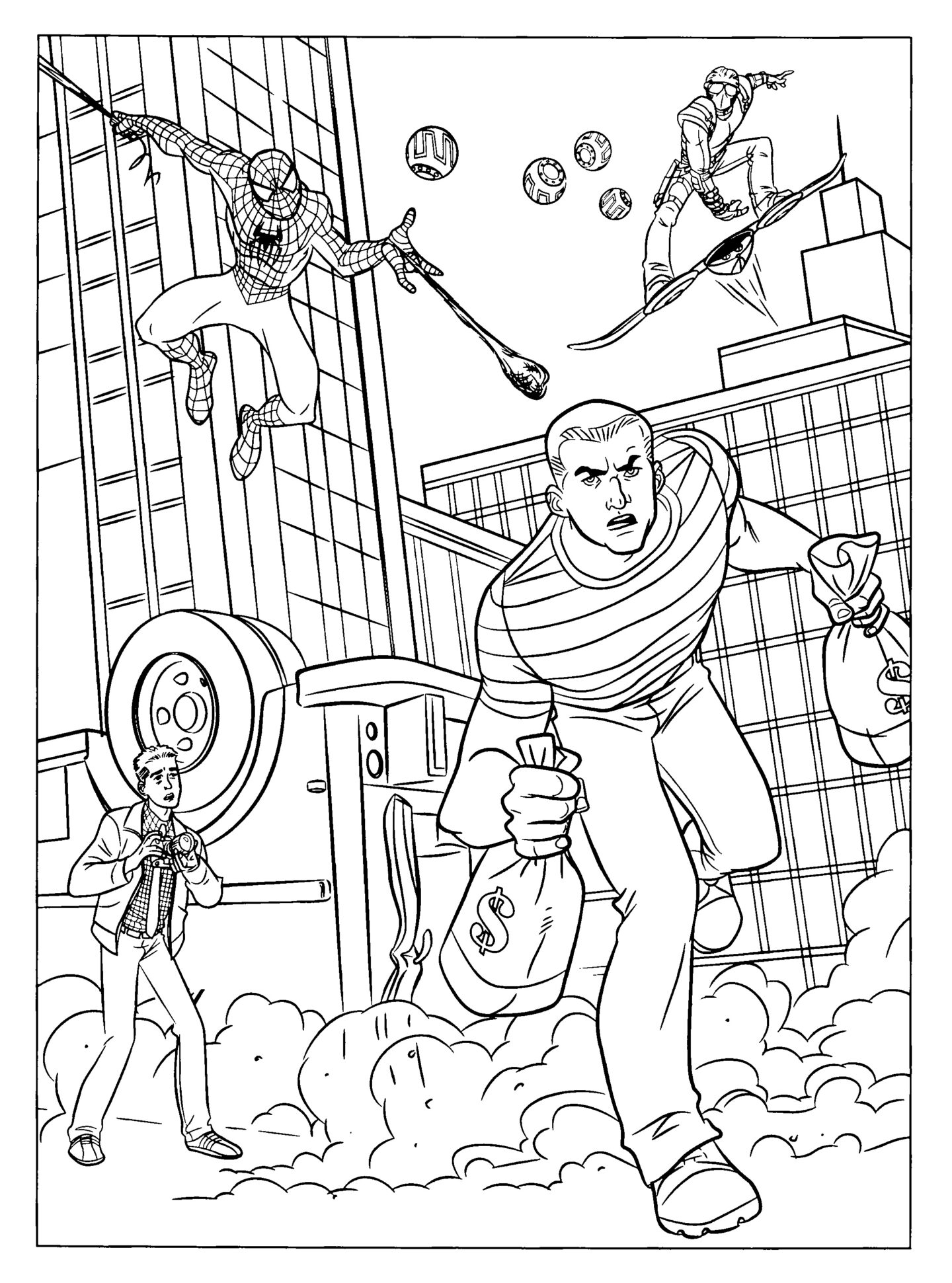 coloring pages online spiderman fighting