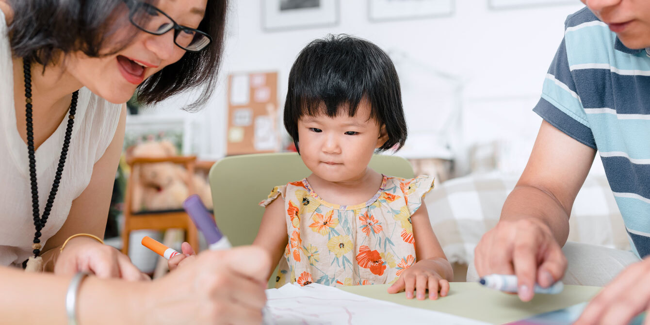 parents coloring with daughter - happy birthday coloring pages