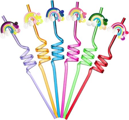 rainbow reusable drinking straws
