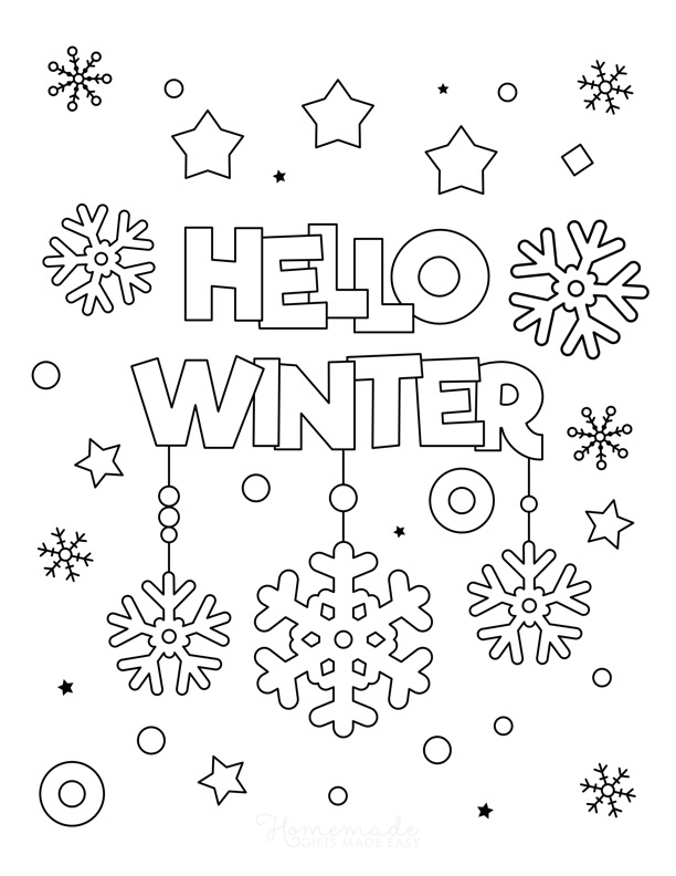 snowflake coloring page hello winter snowing cute Motherly