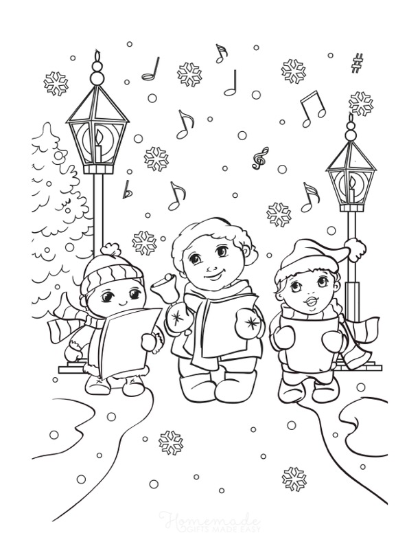 winter coloring pages singing carols Motherly