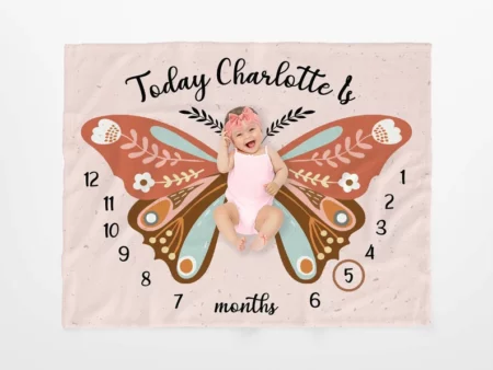 Boho Butterfly Baby Milestone Blanket