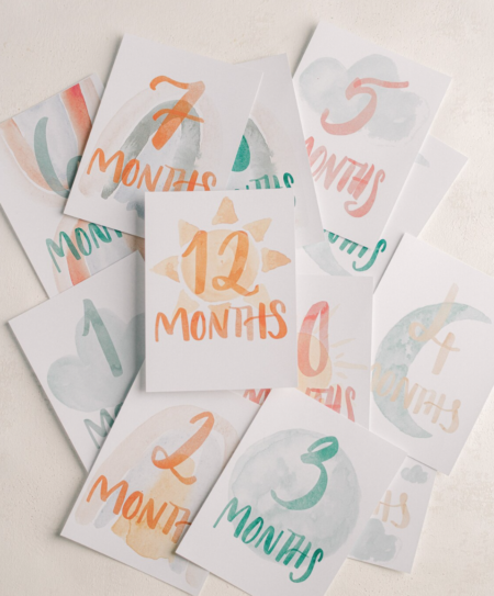 Joyful Babies Design Watercolor Milestone Cards