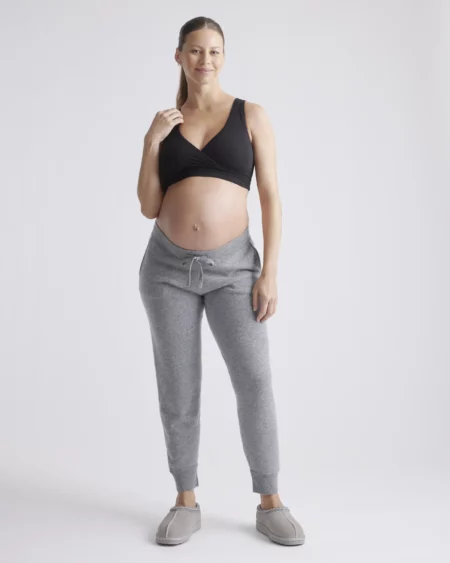 7 affordable Quince maternity pieces that every pregnant mama should have on her radar Quince Mongolian Cashmere Maternity Joggers