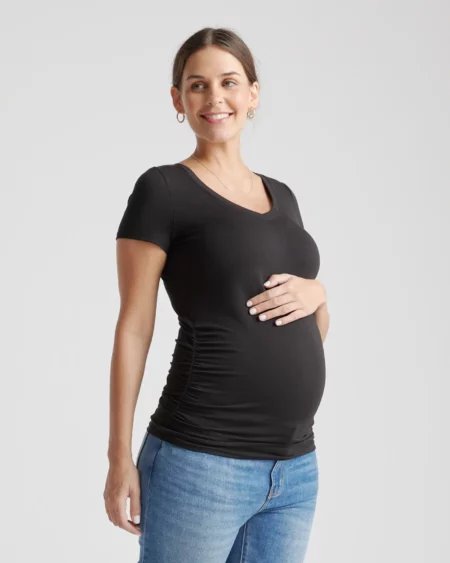 Quince Tencel Jersey Maternity Ruched Tee 2-Pack