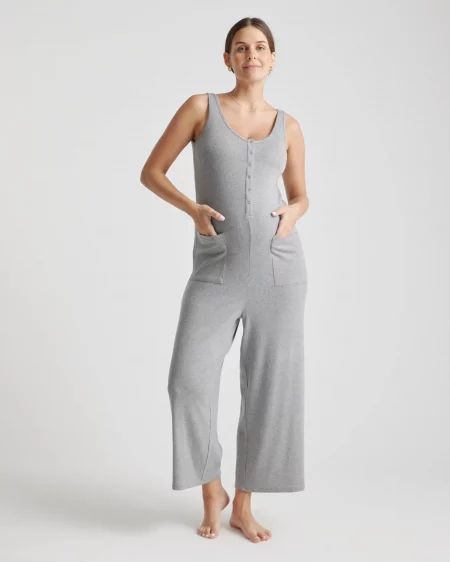 Quince Tencel Rib Maternity Nursing Jumpsuit